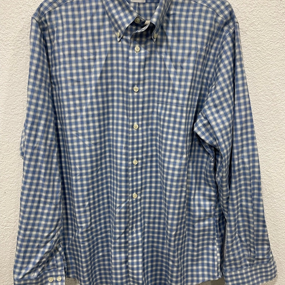 Brooks Brothers The Original Polo Shirt Button Down Blue Plaid Mens L Cotton - Picture 1 of 4